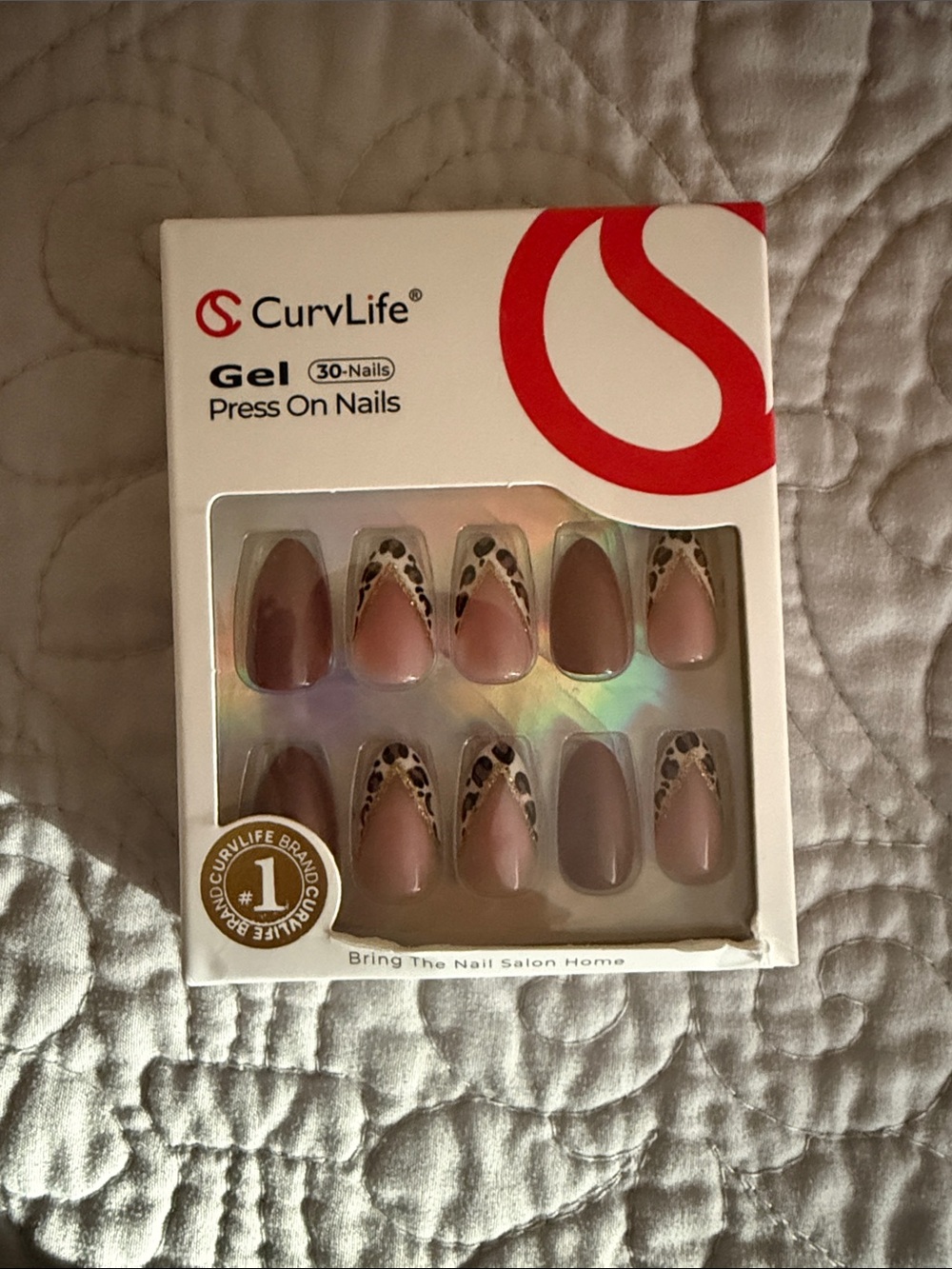 CurvLife Gel Press On Nails Elegant Leopard Short Almond NIB